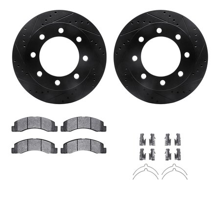 DYNAMIC FRICTION CO 8512-54123, Rotors-Drilled and Slotted-Black w/ 5000 Advanced Brake Pads incl. Hardware, Zinc Coated 8512-54123